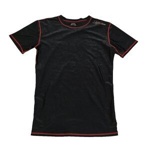 Vintage Affliction Black Red Trim Stretch Shirt Size Large Made in Taiwan